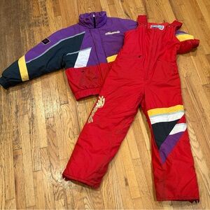 Vintage 90’s Skidoo Formula Snowmobile Jacket & Bibs Men’s Medium Red Purple